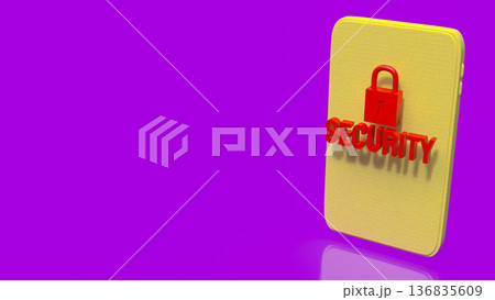 Mobile Phone Security Concept with Red Lock Icon 3d render. 136835609