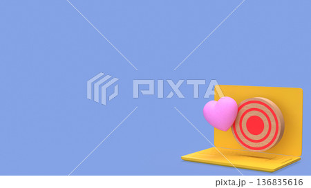 Customer Target Marketing Strategy with Heart on Laptop 3d render 136835616