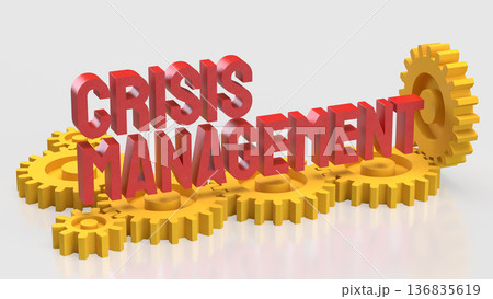 Crisis Management Business Strategy with Interlocking Gears Concept 3d render. 136835619