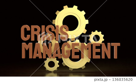 Crisis Management Strategic Planning with Golden Gears Concept 3d render. 136835620