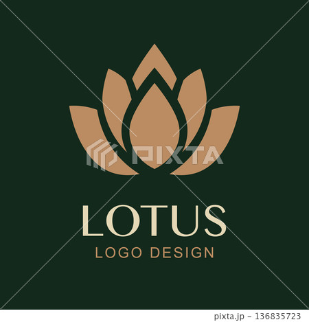 Vector Simple Lotus Logo Design. Minimal Luxury Flower Symbol for Spa, Wellness, Yoga, Beauty Brand, Natural Cosmetics, Health, Meditation Studios. Gold Lotus Symbol Vector Simple Lotus Logo Design. Minimal Luxury Flower Symbol for Spa, Wellness, Yoga, Beauty Brand, Natural Cosmetics, Health, Meditation Studios. Gold Lotus Symbol 136835723