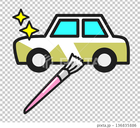 An illustration of repainting an old car to make it shiny An illustration of repainting an old car to make it shiny 136835886