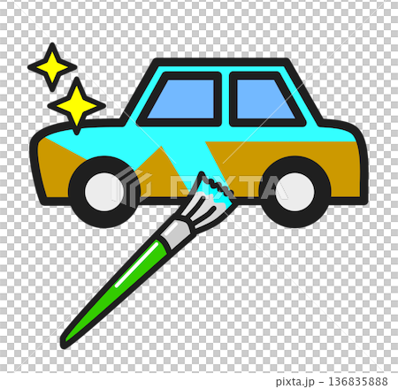 一幅重新噴漆舊車使其煥然一新的插圖 一幅重新噴漆舊車使其煥然一新的插圖 136835888