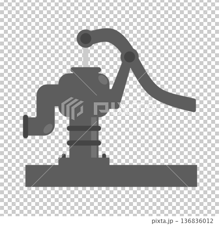 天然の地下水をくみ上げる便利な井戸用ポンプのイラスト 136836012