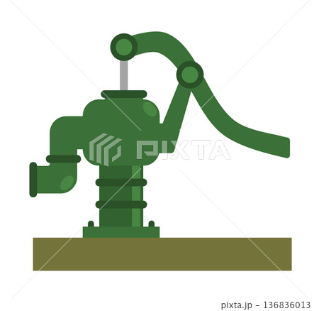 天然の地下水をくみ上げる便利な井戸用ポンプのイラスト 136836013