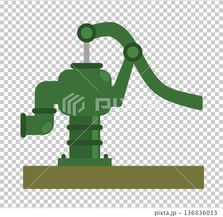 天然の地下水をくみ上げる便利な井戸用ポンプのイラスト 136836013