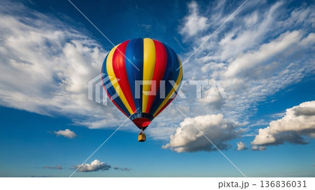 青空と空飛ぶ気球 136836031