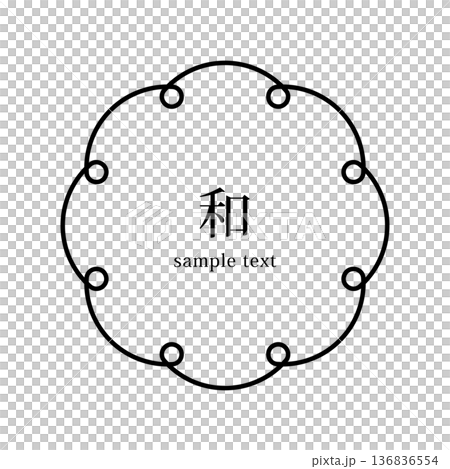 Plum blossom motif Japanese style simple line frame black 8 petals Plum blossom motif Japanese style simple line frame black 8 petals 136836554
