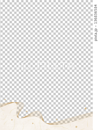 曲線のデザインフレーム、和紙風、紙吹雪、和風、縦向き 曲線のデザインフレーム、和紙風、紙吹雪、和風、縦向き 136836584