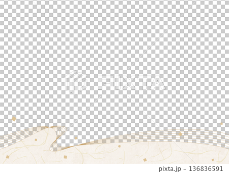 曲線のデザインフレーム、和紙風、紙吹雪、和風 136836591