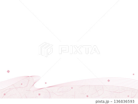 曲線のデザインフレーム、和紙風、紙吹雪、和風 136836593