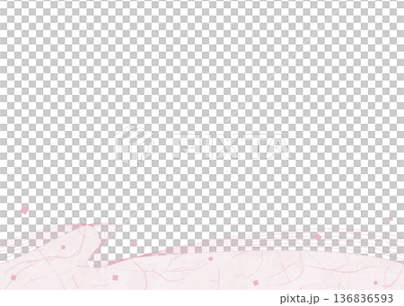 曲線のデザインフレーム、和紙風、紙吹雪、和風 136836593