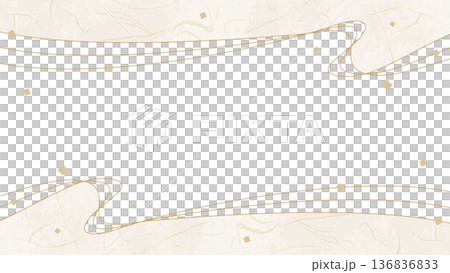 Curved design frame, Japanese paper style, confetti, Japanese style, 16:9 size Curved design frame, Japanese paper style, confetti, Japanese style, 16:9 size 136836833