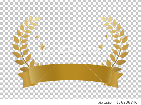 Gold laurel wreath anniversary template (anniversary, award, ribbon) 136836846