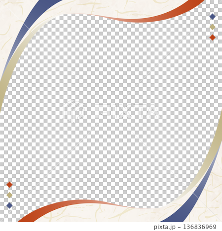 弧形設計邊框，日式風格，日式紙張風格，背景，方形尺寸 136836969