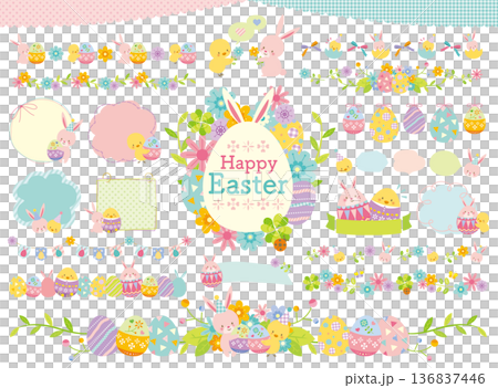 かわいいイースターのイラストセット 136837446