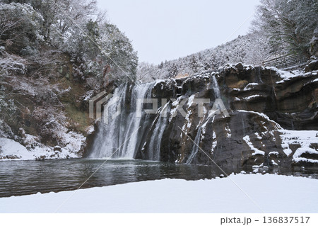 那須烏山市　龍門の滝　雪が降った2月 136837517
