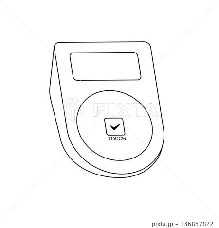 非接触型ICカードリーダーと電子決済端末の線画イラスト 136837822