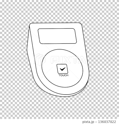 非接触型ICカードリーダーと電子決済端末の線画イラスト 136837822