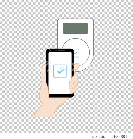 Color illustration of contactless payment on smartphone and cash register terminal Color illustration of contactless payment on smartphone and cash register terminal 136838013