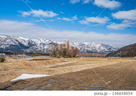 浅春の田園風景　滋賀県高島市マキノ町 136838054