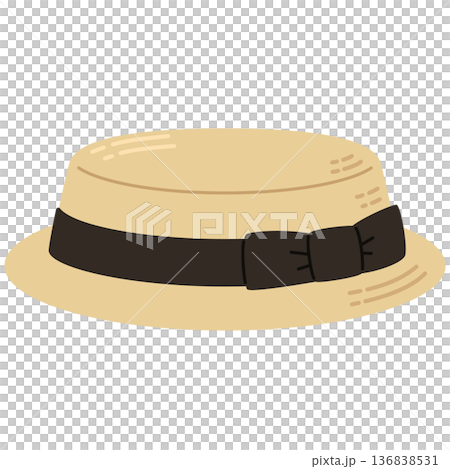 Illustration of a boater hat (straw hat) Illustration of a boater hat (straw hat) 136838531