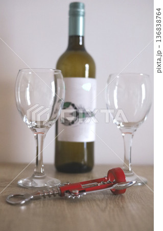 A Quiet Evening With White Wine And Glasses 136838764