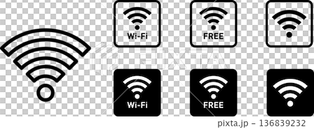 Wi-Fi 無線電波天線標誌圖示方塊 136839232