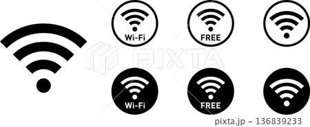 Wi-Fi電波アンテナマーク標識アイコン円形 136839233