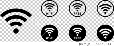 Wi-Fi電波アンテナマーク標識アイコン円形 136839233