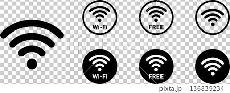 Wi-Fi 無線電波天線標誌圖示（圓角圓圈） 136839234