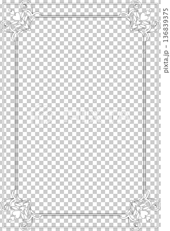 Vintage calligraphy style frame material 254 <decorative border, decorative frame, heart, line drawing, black and white> Vintage calligraphy style frame material 254 <decorative border, decorative frame, heart, line drawing, black and white> 136839375