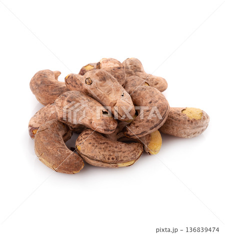 Roasted cashew nuts isolated on a transparent background. Roasted cashew nuts isolated on a transparent background. 136839474