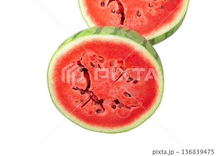 Sliced of watermelon isolated over white background. 136839475