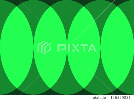 Abstract geometric background featuring overlapping bright green circles and ovals creating a symmetrical pattern against a dark green backdrop. Abstract geometric background featuring overlapping bright green circles and ovals creating a symmetrical pattern against a dark green backdrop. 136839851