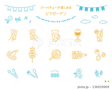 バーベキューができるビアガーデンあしらい／青空と陽だまりカラー 136839909