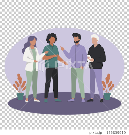 Diverse Business Colleagues Discussing Strategy and Planning Project Flat Vector Diverse Business Colleagues Discussing Strategy and Planning Project Flat Vector 136839910