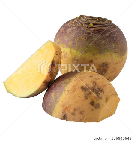 Fresh Turnip Swede isolated over white background. 136840643