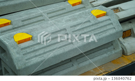Stack of Parking Blocks Arranged on Store Display 136840762