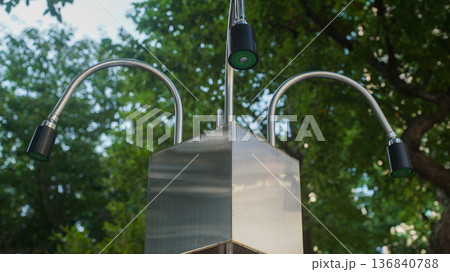 Shower facilities for water play in the park in summer Shower facilities for water play in the park in summer 136840788