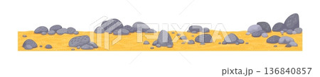 Sea bottom scape cartoon stone boulder or ocean rock. Sea seascape boulders scattered on sand, ocean world scape vector elements. Coral reef bottom landscape stones or underwater environment rocks Sea bottom scape cartoon stone boulder or ocean rock. Sea seascape boulders scattered on sand, ocean world scape vector elements. Coral reef bottom landscape stones or underwater environment rocks 136840857