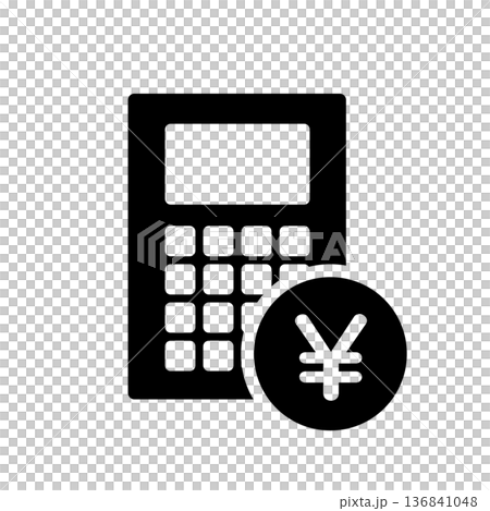 電卓と日本円のコインのアイコン・計算・家計・家計簿 136841048