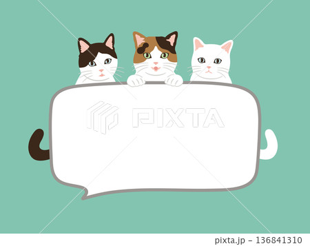手描きのかわいい猫の吹き出しイラスト 136841310