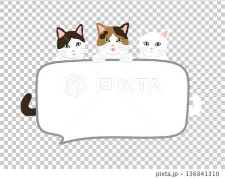 手描きのかわいい猫の吹き出しイラスト 136841310