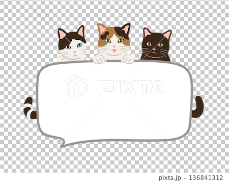 手繪可愛貓咪對話框插圖 136841312