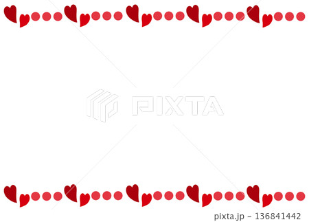 赤色の可愛いハートのラインのフレーム 136841442
