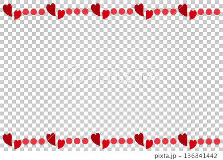 赤色の可愛いハートのラインのフレーム 136841442