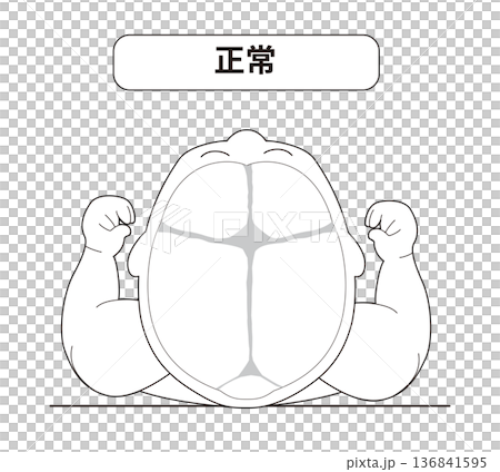 白黒線画 赤ちゃんが寝ている際の頭の向きによって頭の形に歪みが生じるメカニズム、正常な寝方の赤ちゃん 白黒線画 赤ちゃんが寝ている際の頭の向きによって頭の形に歪みが生じるメカニズム、正常な寝方の赤ちゃん 136841595