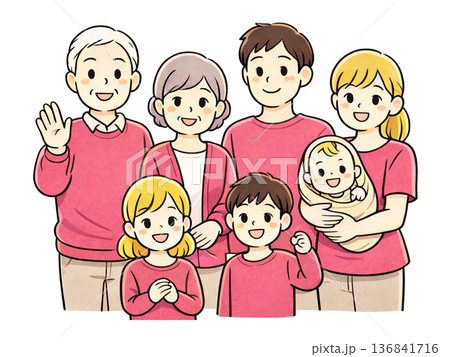家族集合　ピンク 136841716