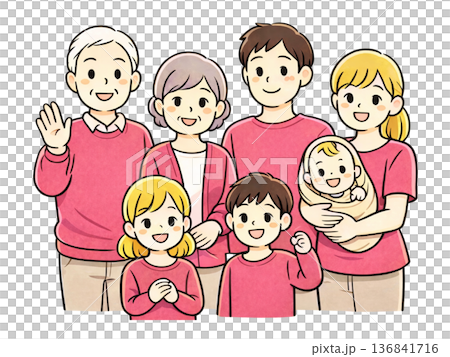 家族集合　ピンク 136841716